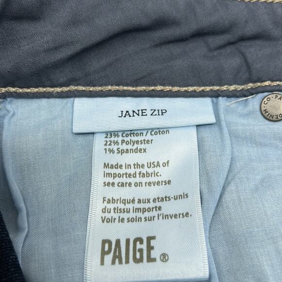 Paige Jane" Zip Women's Zip Ankle Crop Skinny Medium Wash Denim Jeans Size 26 - Picture 14 of 16
